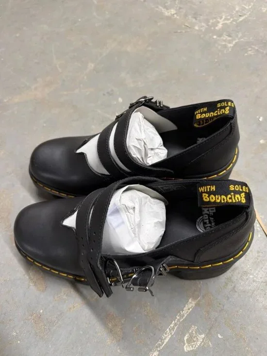 Dr. Martens Eviee Platform Leather Heeled Shoes NEW IN BOX 41 Size 9 Black - Picture 5 of 15